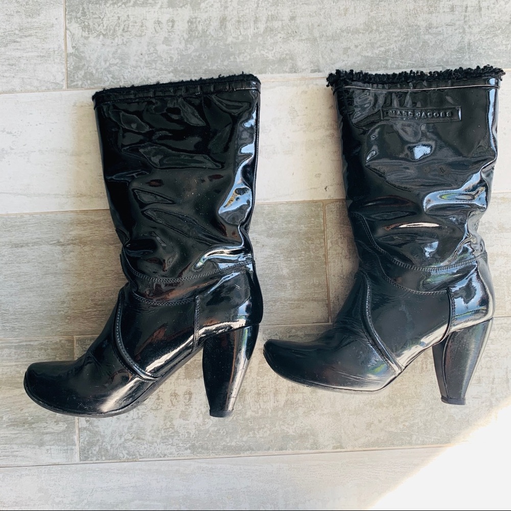 Marc Jacobs Glossy Patent Leather Vintage Widened Heels Boots - Picture 8 of 14